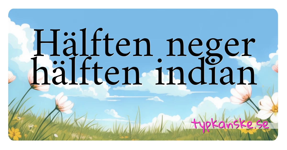 Hälften neger hälften indian synonymer korsord betyder förklaring och användning