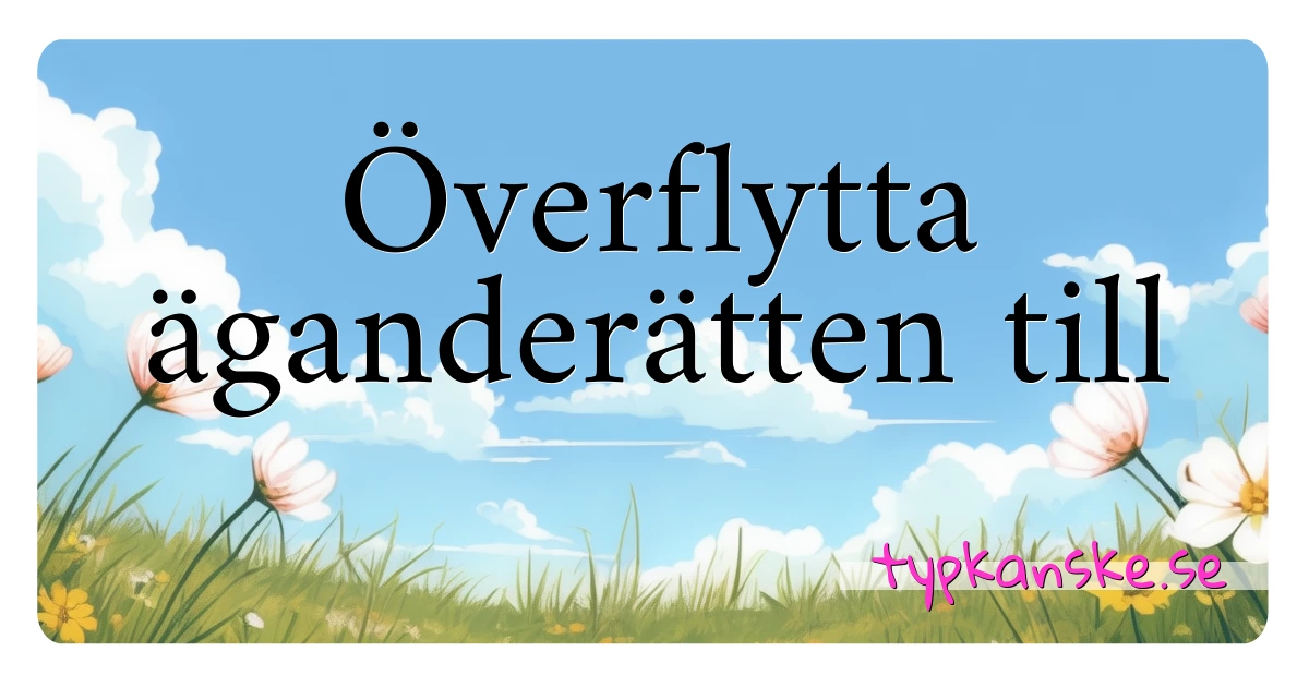 Överflytta äganderätten till synonymer korsord betyder förklaring och användning